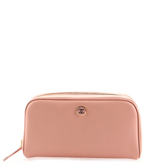 Chanel Vintage CC Button Cosmetic Pouch Leather Medium