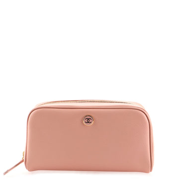 Chanel Vintage CC Button Cosmetic Pouch Leather Medium