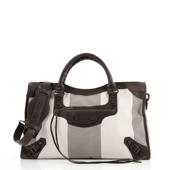 Balenciaga City Classic Studs Bag Printed Canvas and Leather Medium