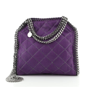 Stella McCartney Falabella Fold Over Crossbody Bag Quilted Shaggy Deer Mini