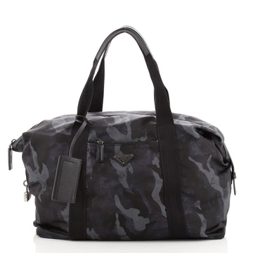 Prada Weekend Duffle Bag Printed Tessuto with Saffiano Large