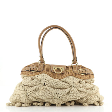 Salvatore Ferragamo Marisa Satchel Crochet with Wicker Large