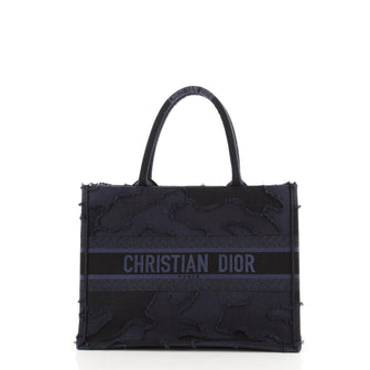 Christian Dior Book Tote Camouflage Embroidered Canvas Small