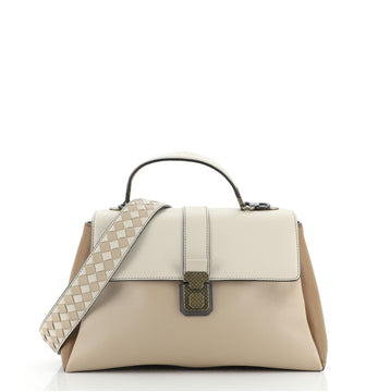 Bottega Veneta Piazza Top Handle Bag Leather with Intrecciato Detail Medium