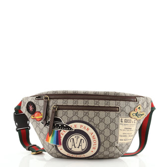 Gucci Courrier Zip Belt Bag GG Coated Canvas with Applique