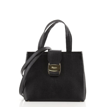 Salvatore Ferragamo Vara Tote Lizard Embossed Leather Small