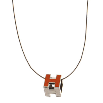 Hermes Pop H Cube Pendant Necklace Metal with Enamel