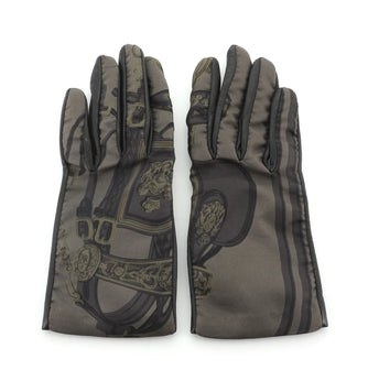 Hermes Gloves Printed Silk and Lambskin Leather