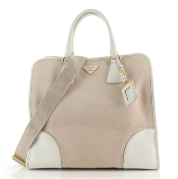 Prada Convertible Tote Canvas and Saffiano Leather Large