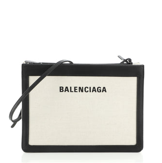 Balenciaga Navy Pochette S Canvas and Leather