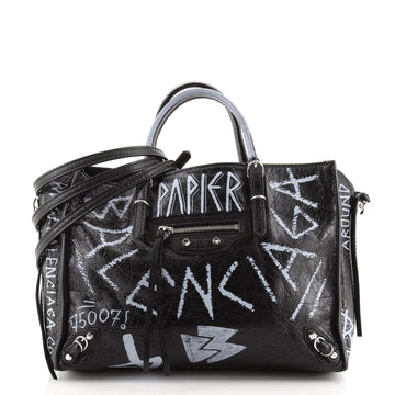 Balenciaga Papier Graffiti A6 Zip Around Classic Studs Bag Leather