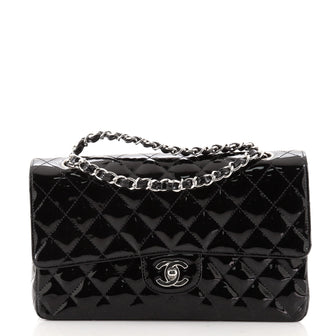 Chanel Vintage Classic Double Flap Bag Quilted Patent Medium