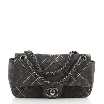 Chanel Saltire Flap Bag Stitched Suede Mini