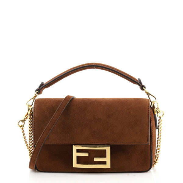 Brown suede fendi bag Clearance
