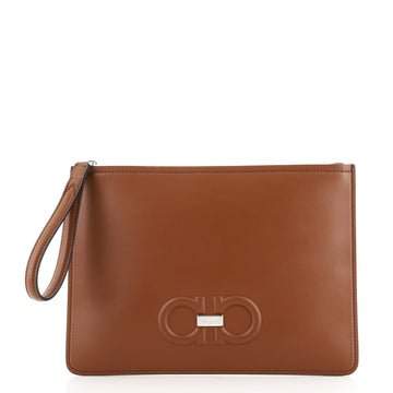 Salvatore Ferragamo Gancini Wristlet Clutch Leather Medium