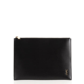 Saint Laurent Classic Monogram Zip Pouch Leather Small