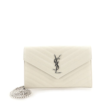 Saint Laurent Classic Monogram Wallet on Chain Matelasse Chevron Leather Medium