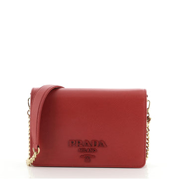 Prada Monochrome Chain Flap Bag Saffiano Leather Small