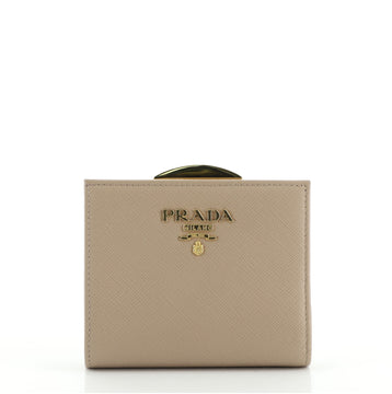 Prada Bifold Kisslock Wallet Saffiano Leather Compact