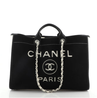 Chanel Deauville Tote Wool Felt Large Black 75951600