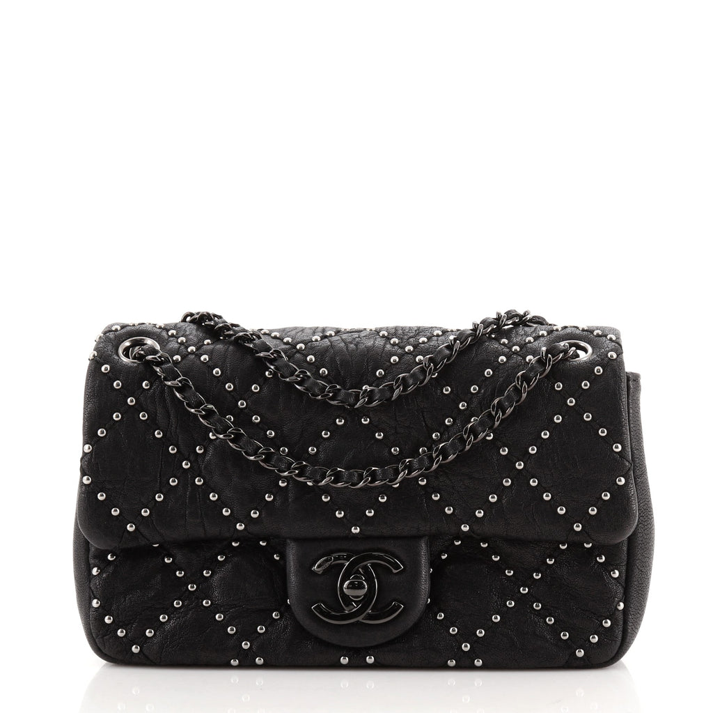 Chanel Paris-Dallas Metal Beauty Flap Bag Quilted Studded Distressed  Calfskin Small Black 75951604