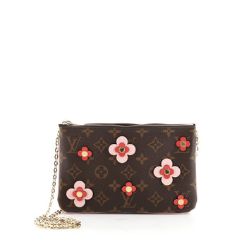 Louis Vuitton Double Zip Pochette Limited Edition Blooming Flowers Monogram Canvas