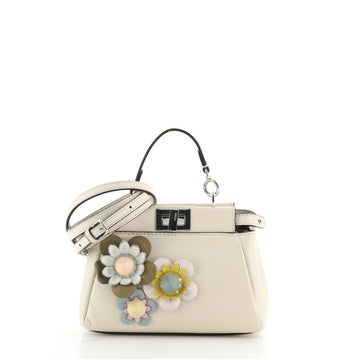 Fendi Peekaboo Bag Floral Embellished Leather Micro