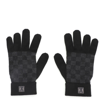 Louis Vuitton Black/Brown Damier Wool Knit Gloves