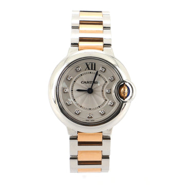 Cartier Ballon Bleu de Cartier Quartz Watch Stainless Steel and Rose Gold with Diamond Markers 28
