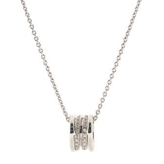 Bvlgari B.Zero1 Round Pendant Necklace 18K White Gold with Diamonds Small