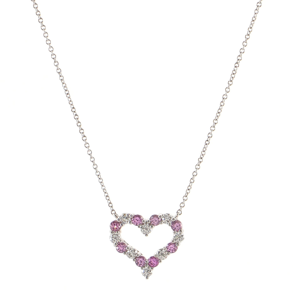 TIFFANY & CO. STERLING SILVER PINK CRYSTAL BEAD STRAND W/HEART PENDANT  NECKLACE | eBay