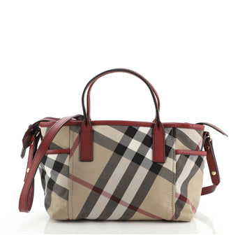 Burberry Side Pocket Zip Tote Nova Check Nylon Small