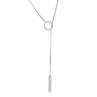 Gucci Logo Lariat Necklace 18K White Gold