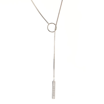 Gucci Logo Lariat Necklace 18K White Gold