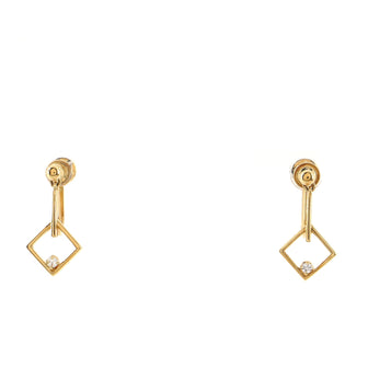 Mikimoto Square Drop Earrings Yellow Gold with Diamonds