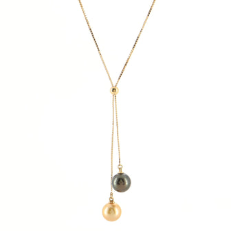 Tasaki Double Pearl Drop Necklace 18K Yellow Gold and Pearls