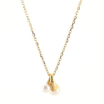 Mikimoto Twist Motif Pendant Necklace 18K Yellow Gold and Pearls