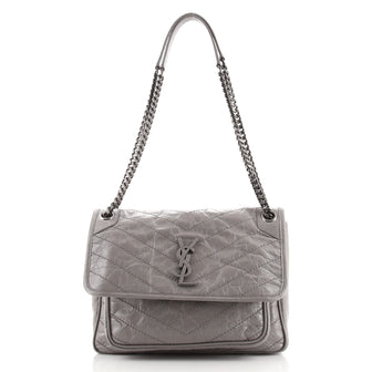 Saint Laurent Niki Chain Flap Bag Matelasse Chevron Leather Medium