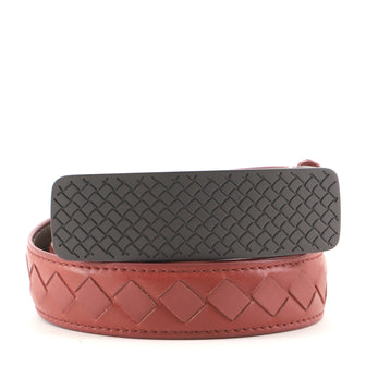 Bottega Veneta Intrecciato Engraved Buckle Belt Intrecciato Nappa Thin