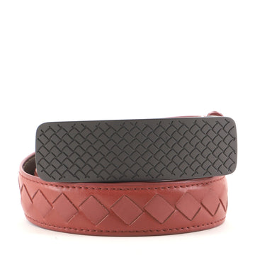 Bottega Veneta Intrecciato Engraved Buckle Belt Intrecciato Nappa Thin