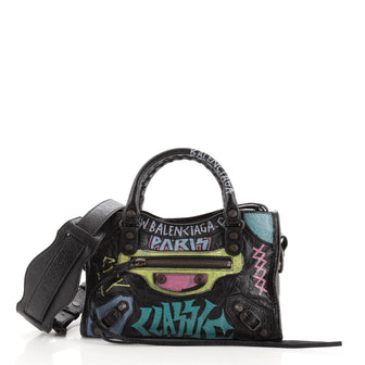 Balenciaga City Graffiti Classic Studs Bag Leather Mini
