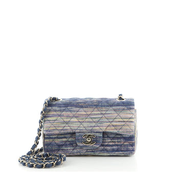 Chanel Classic Single Flap Bag Multicolor Quilted Denim Mini