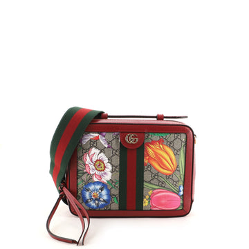 Gucci Ophidia Zip Around Camera Bag Flora GG Coated Canvas Small