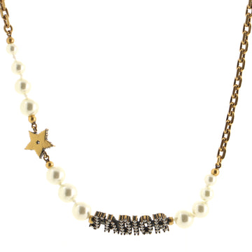 Christian Dior J'Adior Star Choker Chain Necklace Metal with Crystals and Faux Pearls