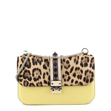 Valentino Glam Lock Shoulder Bag Calf Hair and Leather Medium