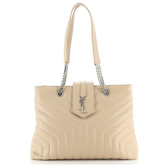 Saint Laurent Classic Monogram Shopper Matelasse Chevron Leather Large