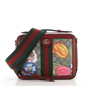 Gucci Ophidia Zip Around Camera Bag Flora GG Coated Canvas Small
