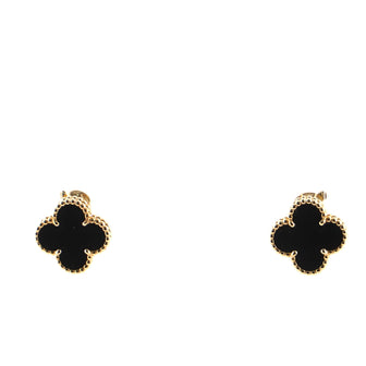 Van Cleef & Arpels Vintage Alhambra Clip-On Earrings 18K Yellow Gold and Onyx