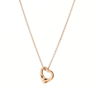 Tiffany & Co. Elsa Peretti Open Heart Pendant Necklace 18K Rose Gold 11mm