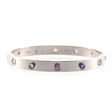 Cartier Love 10 Stone Bracelet 18K White Gold with Aquamarine and Sapphires and Spinels with Amethyst